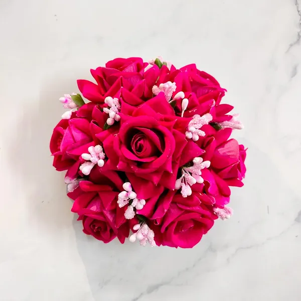 Dark_Pink_Artificial_Plastic_Rose_Floral_Judabun_With_Delicate_Flowers_Design_Hairpin_Accessories_For_Women_&_Girls_(14_X_8_X_1_Cm)