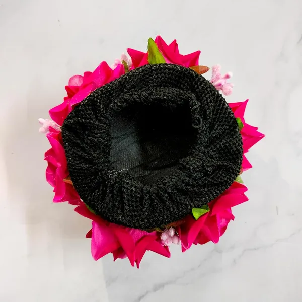 Dark_Pink_Artificial_Plastic_Rose_Floral_Judabun_With_Delicate_Flowers_Design_Hairpin_Accessories_For_Women_&_Girls_(14_X_8_X_1_Cm)
