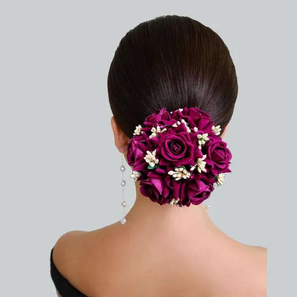 Maroon_Artificial_Rose_Gajra_Judabun_Hairpin_Accessories_For_Women_&_Girls_(14_X_8_X_1_Cm)
