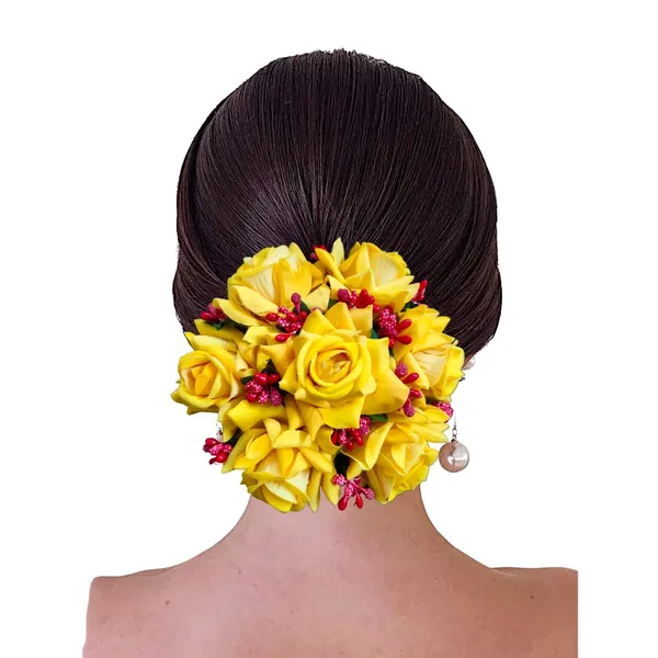 Yellow_Artificial_Rose_Gajra_Judabun_Hairpin_Accessories_For_Women_&_Girls_(14_X_8_X_1_Cm)