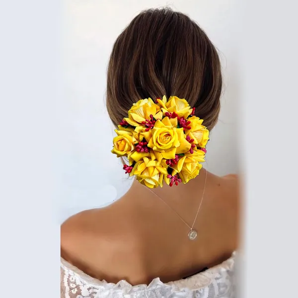 Yellow_Artificial_Rose_Gajra_Judabun_Hairpin_Accessories_For_Women_&_Girls_(14_X_8_X_1_Cm)
