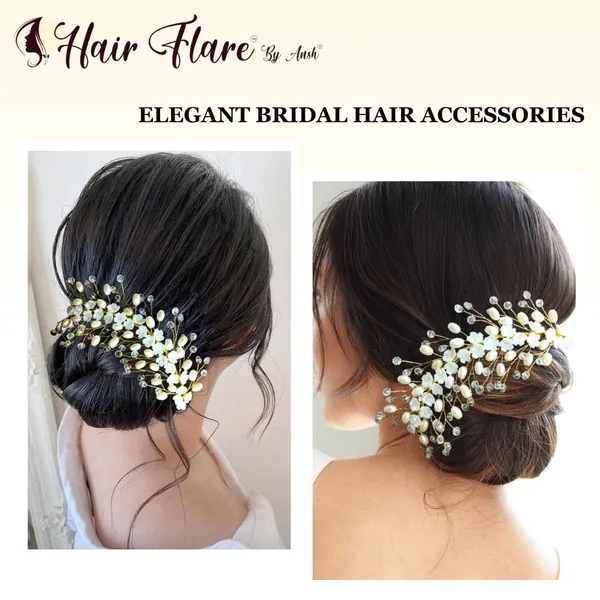 Silver_&_Gold_Artificial_Flowers_&_Pearl_Style_Juda_Bun_Hair_Accessories_For_Women_&_Girls_(14_X_8_X_1_Cm)