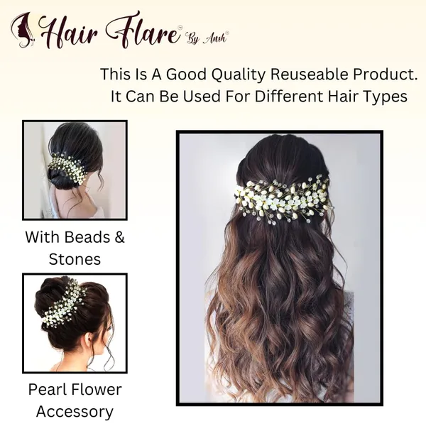 Silver_&_Gold_Artificial_Flowers_&_Pearl_Style_Juda_Bun_Hair_Accessories_For_Women_&_Girls_(14_X_8_X_1_Cm)