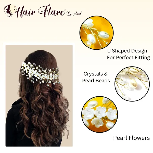 Silver_&_Gold_Artificial_Flowers_&_Pearl_Style_Juda_Bun_Hair_Accessories_For_Women_&_Girls_(14_X_8_X_1_Cm)