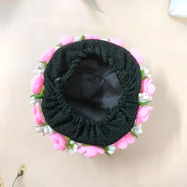 Baby_Pink_Artificial_Exquisite_Mogra_Flower_Judabun_With_Small_Adorned_Flowers_Design_Hairpin_Accessories_For_Women_&_Girls_(14_X_8_X_1_Cm)