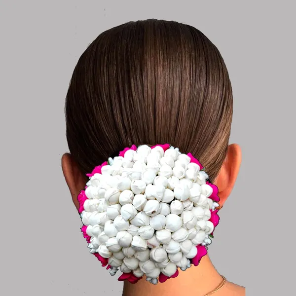 Dark_Pink_Artificial_Exquisite_Mogra_Flower_Judabun_With_Small_Adorned_Flowers_Design_Hairpin_Accessories_For_Women_&_Girls_(14_X_8_X_1_Cm)