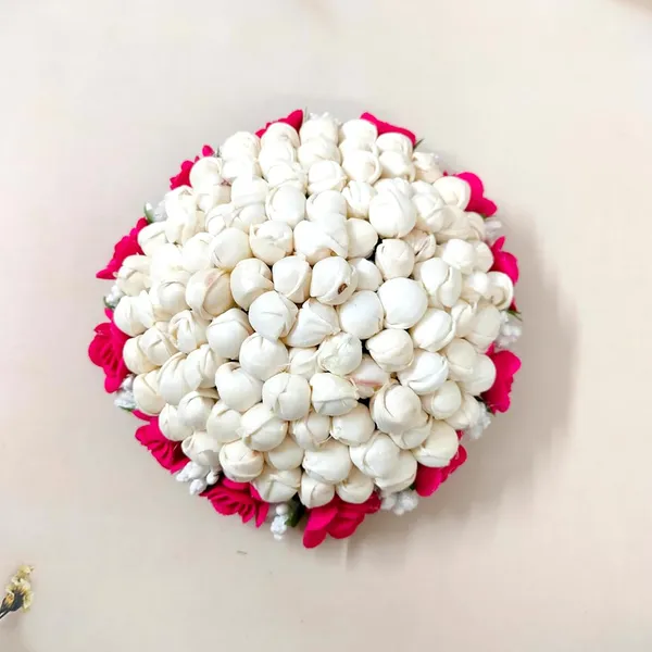 Dark_Pink_Artificial_Exquisite_Mogra_Flower_Judabun_With_Small_Adorned_Flowers_Design_Hairpin_Accessories_For_Women_&_Girls_(14_X_8_X_1_Cm)