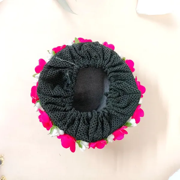 Dark_Pink_Artificial_Exquisite_Mogra_Flower_Judabun_With_Small_Adorned_Flowers_Design_Hairpin_Accessories_For_Women_&_Girls_(14_X_8_X_1_Cm)