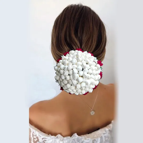 Maroon_Artificial_Exquisite_Mogra_Flower_Judabun_With_Small_Adorned_Flowers_Design_Hairpin_Accessories_For_Women_&_Girls_(14_X_8_X_1_Cm)