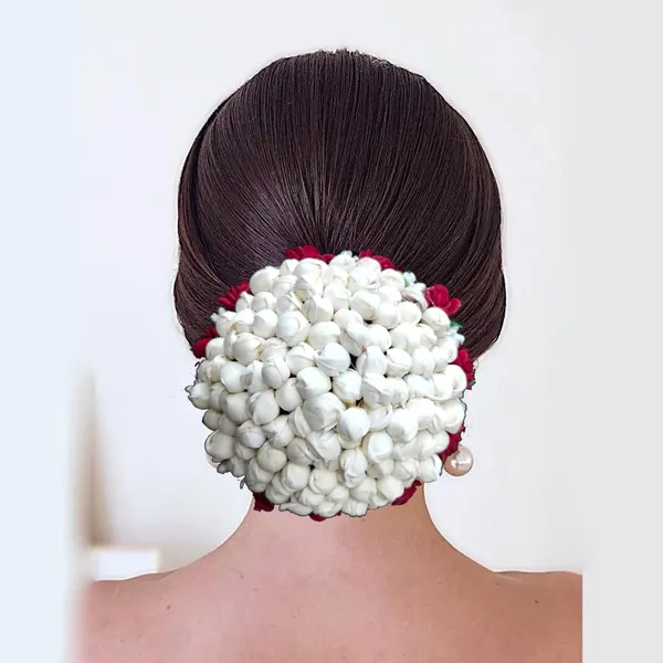Maroon_Artificial_Exquisite_Mogra_Flower_Judabun_With_Small_Adorned_Flowers_Design_Hairpin_Accessories_For_Women_&_Girls_(14_X_8_X_1_Cm)