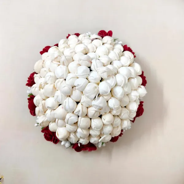 Maroon_Artificial_Exquisite_Mogra_Flower_Judabun_With_Small_Adorned_Flowers_Design_Hairpin_Accessories_For_Women_&_Girls_(14_X_8_X_1_Cm)