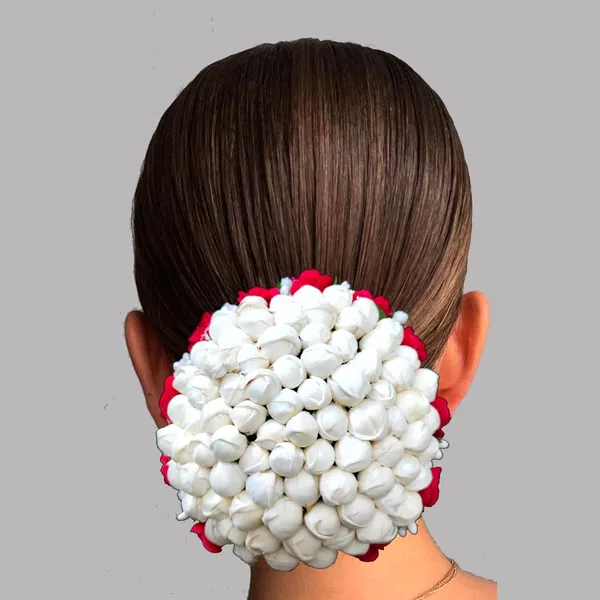 Red_Artificial_Exquisite_Mogra_Flower_Judabun_With_Small_Adorned_Flowers_Design_Hairpin_Accessories_For_Women_&_Girls_(14_X_8_X_1_Cm)