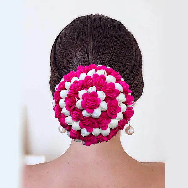 Dark_Pink_Artificial_Mogra_With_Small_Rose_Flower_Gajra_For_Women_&_Girls_(14_X_8_X_1_Cm)
