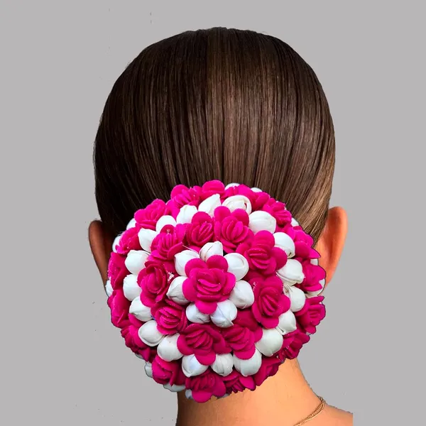Dark_Pink_Artificial_Mogra_With_Small_Rose_Flower_Gajra_For_Women_&_Girls_(14_X_8_X_1_Cm)
