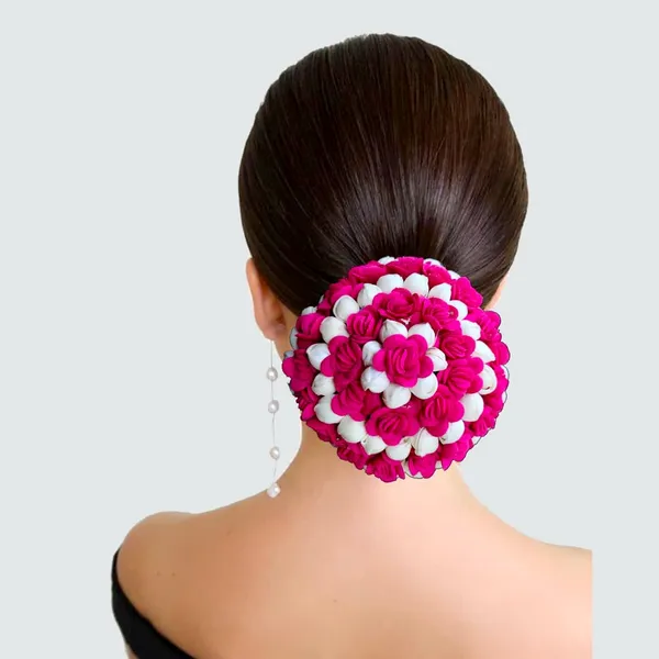 Dark_Pink_Artificial_Mogra_With_Small_Rose_Flower_Gajra_For_Women_&_Girls_(14_X_8_X_1_Cm)