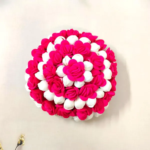 Dark_Pink_Artificial_Mogra_With_Small_Rose_Flower_Gajra_For_Women_&_Girls_(14_X_8_X_1_Cm)