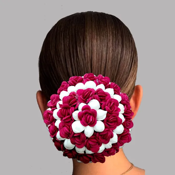 Maroon_Artificial_Mogra_With_Small_Rose_Flower_Gajra_For_Women_&_Girls_(14_X_8_X_1_Cm)