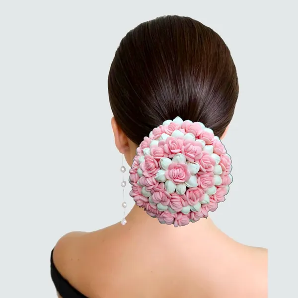 Peach_Artificial_Mogra_With_Small_Rose_Flower_Gajra_For_Women_&_Girls_(14_X_8_X_1_Cm)