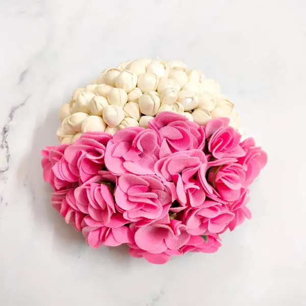 Baby_Pink_Artificial_Delicate_Mogra_Flower_Judabun_Adorned_With_Small_Flowers_Design_Hairpin_Accessories_For_Women_&_Girls_(14_X_8_X_1_Cm)