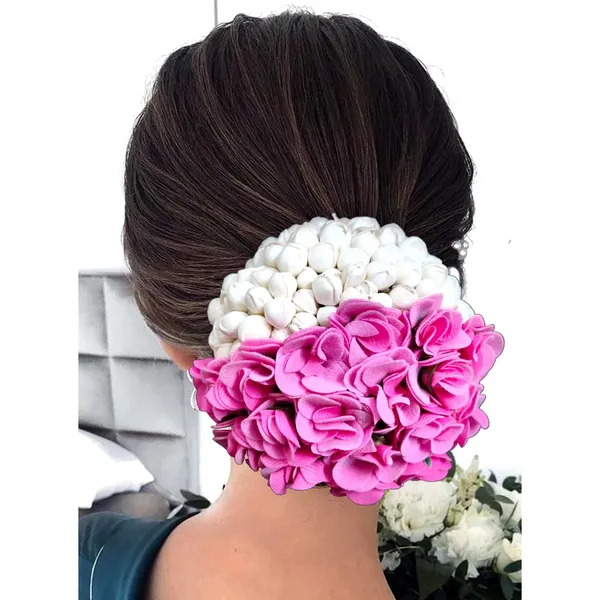 Baby_Pink_Artificial_Delicate_Mogra_Flower_Judabun_Adorned_With_Small_Flowers_Design_Hairpin_Accessories_For_Women_&_Girls_(14_X_8_X_1_Cm)