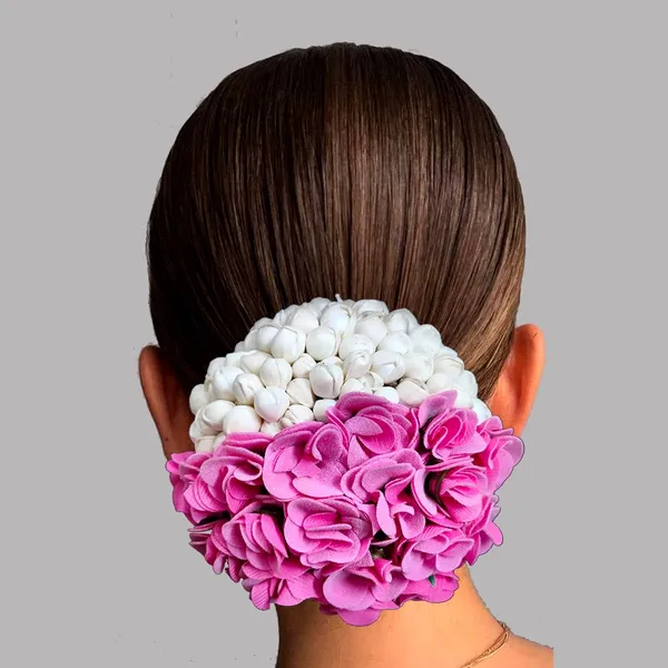 Baby_Pink_Artificial_Delicate_Mogra_Flower_Judabun_Adorned_With_Small_Flowers_Design_Hairpin_Accessories_For_Women_&_Girls_(14_X_8_X_1_Cm)