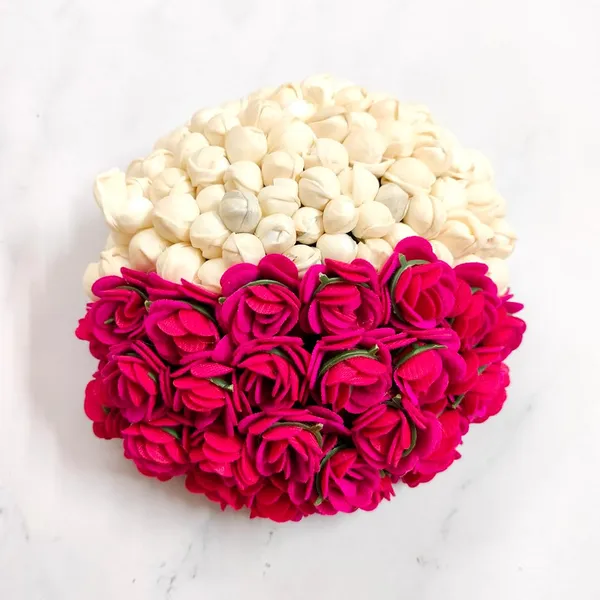Dark_Pink_Artificial_Delicate_Mogra_Flower_Judabun_Adorned_With_Small_Flowers_Design_Hairpin_Accessories_For_Women_&_Girls_(14_X_8_X_1_Cm)