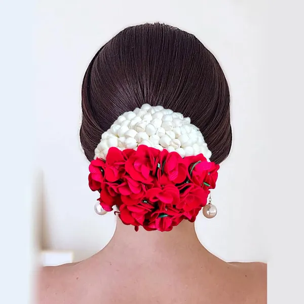Red_Artificial_Delicate_Mogra_Flower_Judabun_Adorned_With_Small_Flowers_Design_Hairpin_Accessories_For_Women_&_Girls_(14_X_8_X_1_Cm)