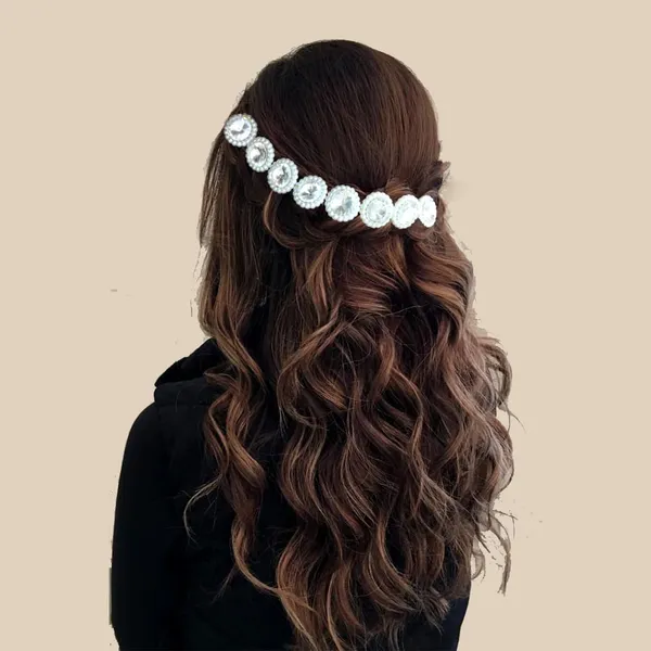 White_Artificial_Crystal_Stone_With_Small_Beads_Design_Hairpin_Accessories_For_Women_&_Girls_(14_X_8_X_1_Cm)