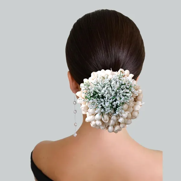 Multicolor_Artificial_Mogra_Flowers_With_Grass_Design_Hairpin_(14_X_8_X_1_Cm)