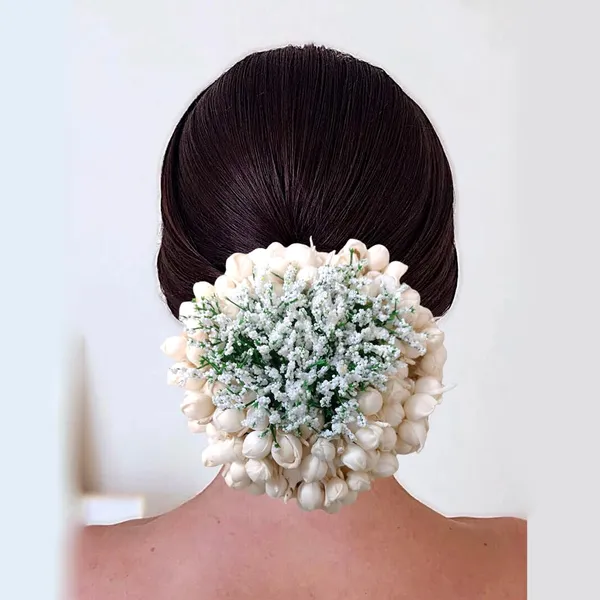 Multicolor_Artificial_Mogra_Flowers_With_Grass_Design_Hairpin_(14_X_8_X_1_Cm)