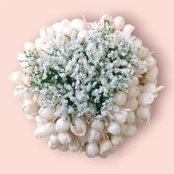 Multicolor_Artificial_Mogra_Flowers_With_Grass_Design_Hairpin_(14_X_8_X_1_Cm)