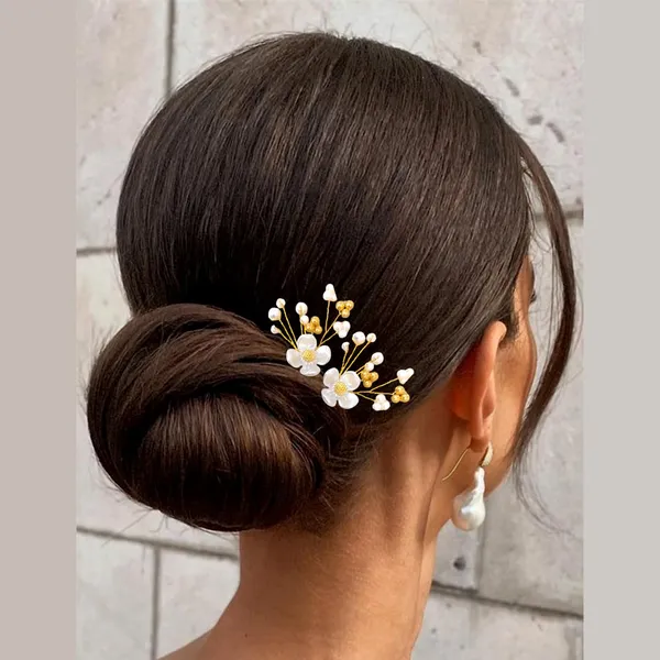 Gold_Artificial_Elegant_Pearl_Flower_With_Bead/Stone_Design_Hairpin_Accessories_For_Women_&_Girls_(Set_Of_8)_(14_X_8_X_1_Cm)
