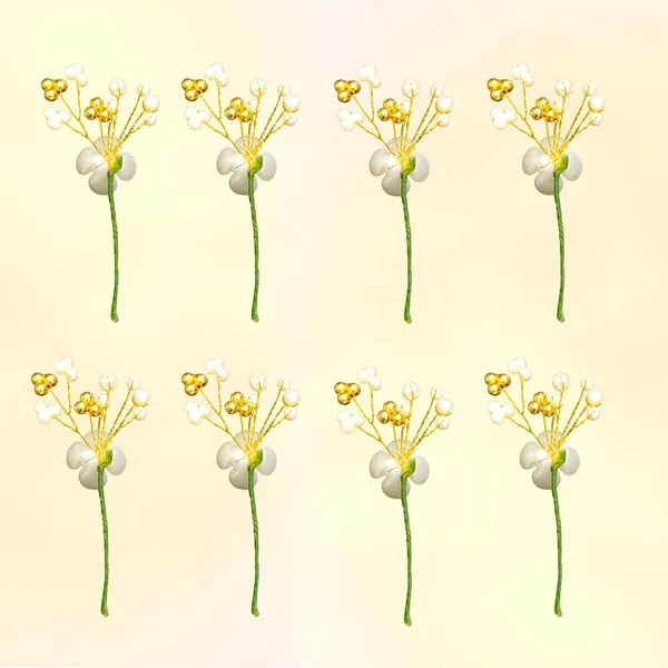 Gold_Artificial_Elegant_Pearl_Flower_With_Bead/Stone_Design_Hairpin_Accessories_For_Women_&_Girls_(Set_Of_8)_(14_X_8_X_1_Cm)
