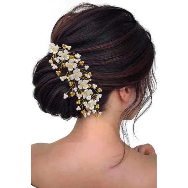 Gold_Artificial_Delicate_Pearl_Flowers_With_Sparkling_Golden_Bead_Stone_Design_Hairpin_Accessories_For_Women_&_Girls_(14_X_8_X_1_Cm)
