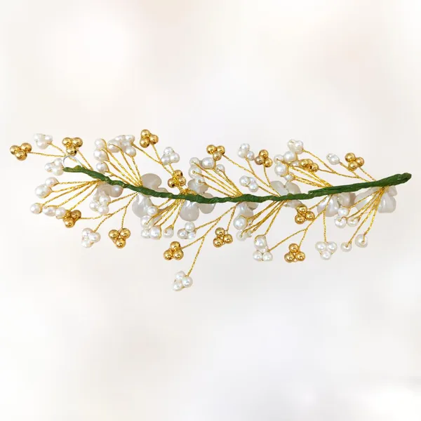 Gold_Artificial_Delicate_Pearl_Flowers_With_Sparkling_Golden_Bead_Stone_Design_Hairpin_Accessories_For_Women_&_Girls_(14_X_8_X_1_Cm)