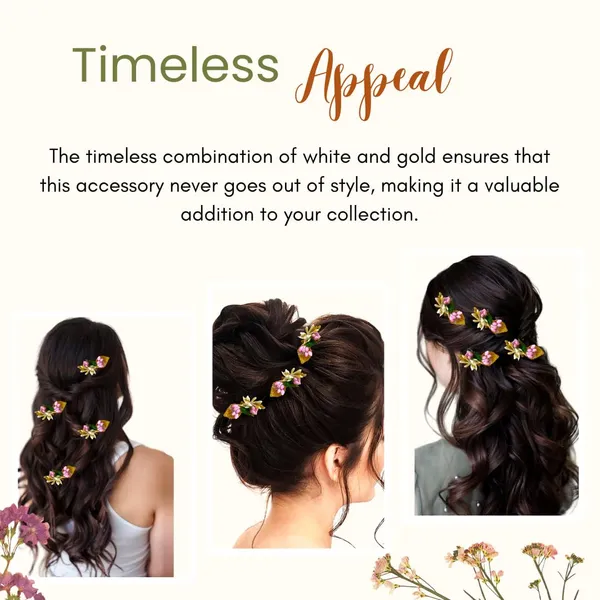Baby_Pink_Artificial_Metal_Comb_Slide_Base_Hair_Pin,_Golden_Pollen_&_Leaf_Design_Hair_Pin_Accessories_For_Women_&_Girls_(Set_Of_4)_(14_X_8_X_1_Cm)