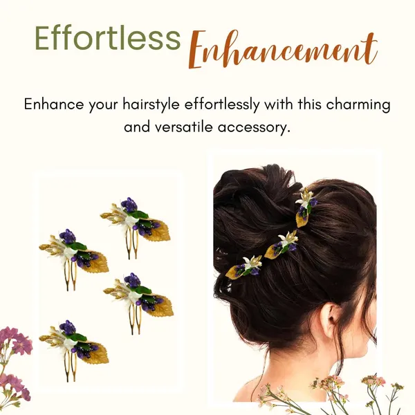 Purple_Artificial_Metal_Comb_Slide_Base_Hair_Pin,_Golden_Pollen_&_Leaf_Design_Hair_Pin_Accessories_For_Women_&_Girls_(Set_Of_4)_(14_X_8_X_1_Cm)
