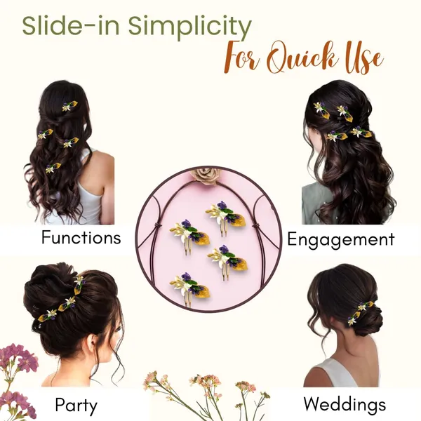 Purple_Artificial_Metal_Comb_Slide_Base_Hair_Pin,_Golden_Pollen_&_Leaf_Design_Hair_Pin_Accessories_For_Women_&_Girls_(Set_Of_4)_(14_X_8_X_1_Cm)