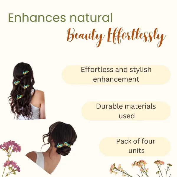 Sky_Blue_Artificial_Metal_Comb_Slide_Base_Hair_Pin,_Golden_Pollen_&_Leaf_Design_Hair_Pin_Accessories_For_Women_&_Girls_(Set_Of_4)_(14_X_8_X_1_Cm)