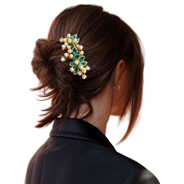 Green_Artificial_Golden_Metal_With_Pearl_Beads_&_Crystal_Leaf_Stones_Comb_Slide_Hair_Accessories_For_Women_&_Girls_(14_X_8_X_1_Cm)