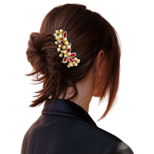 Red_Artificial_Golden_Metal_With_Pearl_Beads_&_Crystal_Leaf_Stones_Comb_Slide_Hair_Accessories_For_Women_&_Girls_(14_X_8_X_1_Cm)