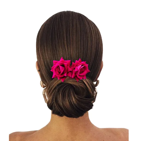 Dark_Pink_Comb_Slide_With_Dual_Rose_Flower_Hair_Accessories_For_Women_&_Girls_(14_X_8_X_1_Cm)