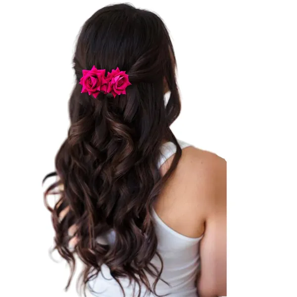 Dark_Pink_Comb_Slide_With_Dual_Rose_Flower_Hair_Accessories_For_Women_&_Girls_(14_X_8_X_1_Cm)