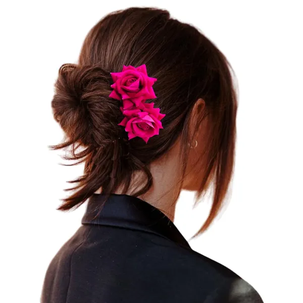 Dark_Pink_Comb_Slide_With_Dual_Rose_Flower_Hair_Accessories_For_Women_&_Girls_(14_X_8_X_1_Cm)