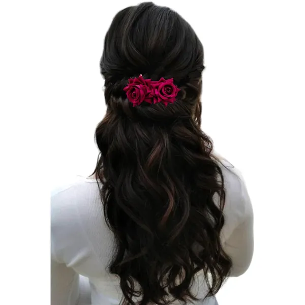 Maroon_Comb_Slide_With_Dual_Rose_Flower_Hair_Accessories_For_Women_&_Girls_(14_X_8_X_1_Cm)