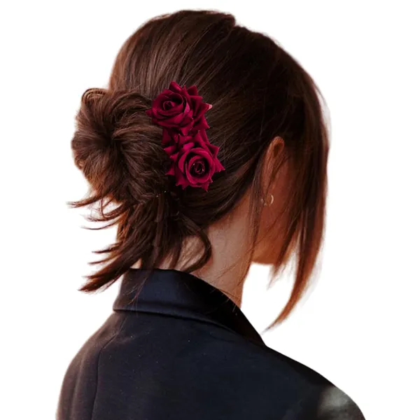 Maroon_Comb_Slide_With_Dual_Rose_Flower_Hair_Accessories_For_Women_&_Girls_(14_X_8_X_1_Cm)