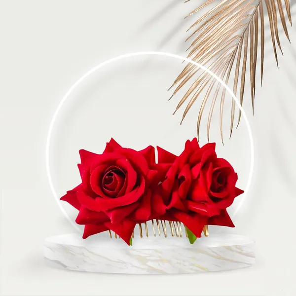 Red_Comb_Slide_With_Dual_Rose_Flower_Hair_Accessories_For_Women_&_Girls_(14_X_8_X_1_Cm)