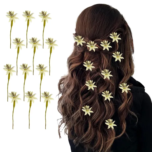 Green_Artificial_Lily_Flower_With_Abundance_Of_Petals_Hair_Pin_Accessories_For_Women_&_Girls_(Set_Of_12)