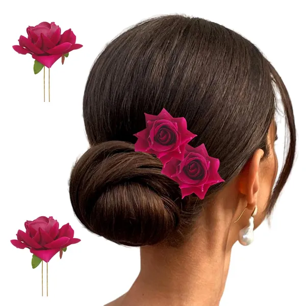 Dark_Pink_Artificial_Plastic_&_Metal_Rose_Flower_With_Abundance_Of_Petals_Design_Hairpin_Accessories_For_Women_&_Girls_(Set_Of_2)_(16_X_14_X_10_Cm)
