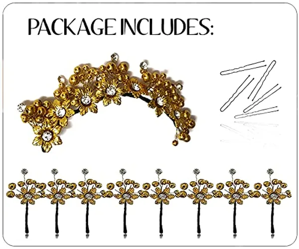 Golden_Attractive_Artificial_Rounded_And_Pearl_Wedding_Hair_Vein_And_Hair_Pins_Set_For_Women_&_Girls_(14_X_8_X_1_Cm)